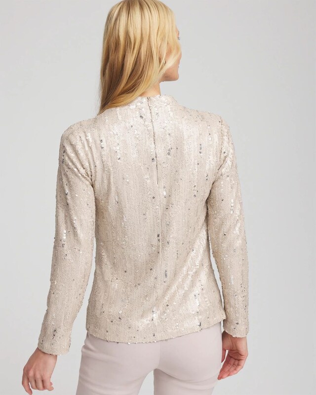 Sequin Funnel Neck Tee - image 3